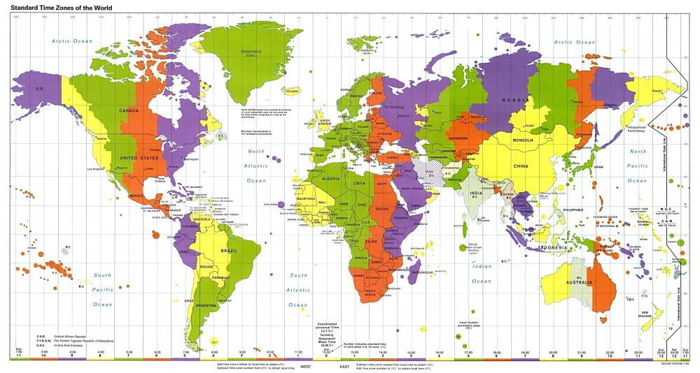 time zone map of the world. time zone abbreviation PST