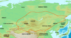 The Uyghur empire, also encompassing Tocharia