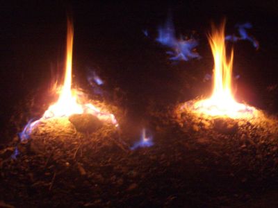 Natural Fire Coming Out of the Ground