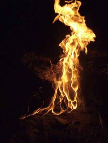 Natural Fire Coming Out of the Ground