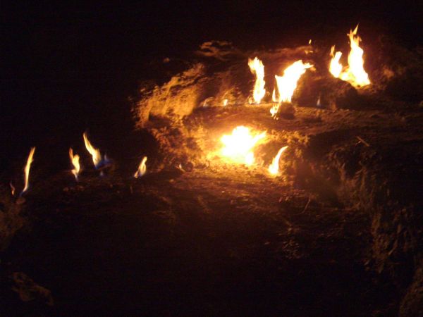 Natural Fire Coming Out of the Ground