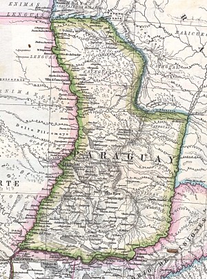 Old map of Paraguay, where Guarani was spoken.